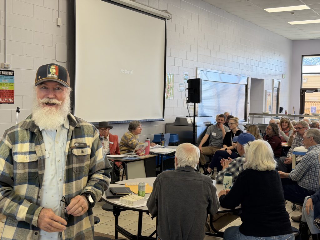 P.T. Wood speaking at a community meeting